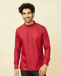 Manyavar Men Red Chilli Pepper Short Kurta