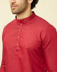 Manyavar Men Red Chilli Pepper Short Kurta