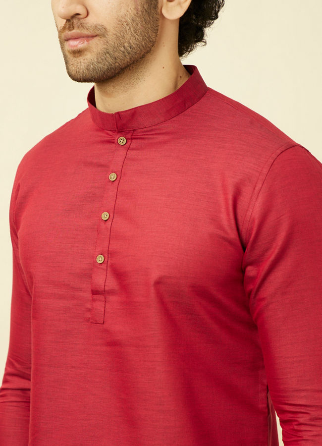 Manyavar Men Red Chilli Pepper Short Kurta