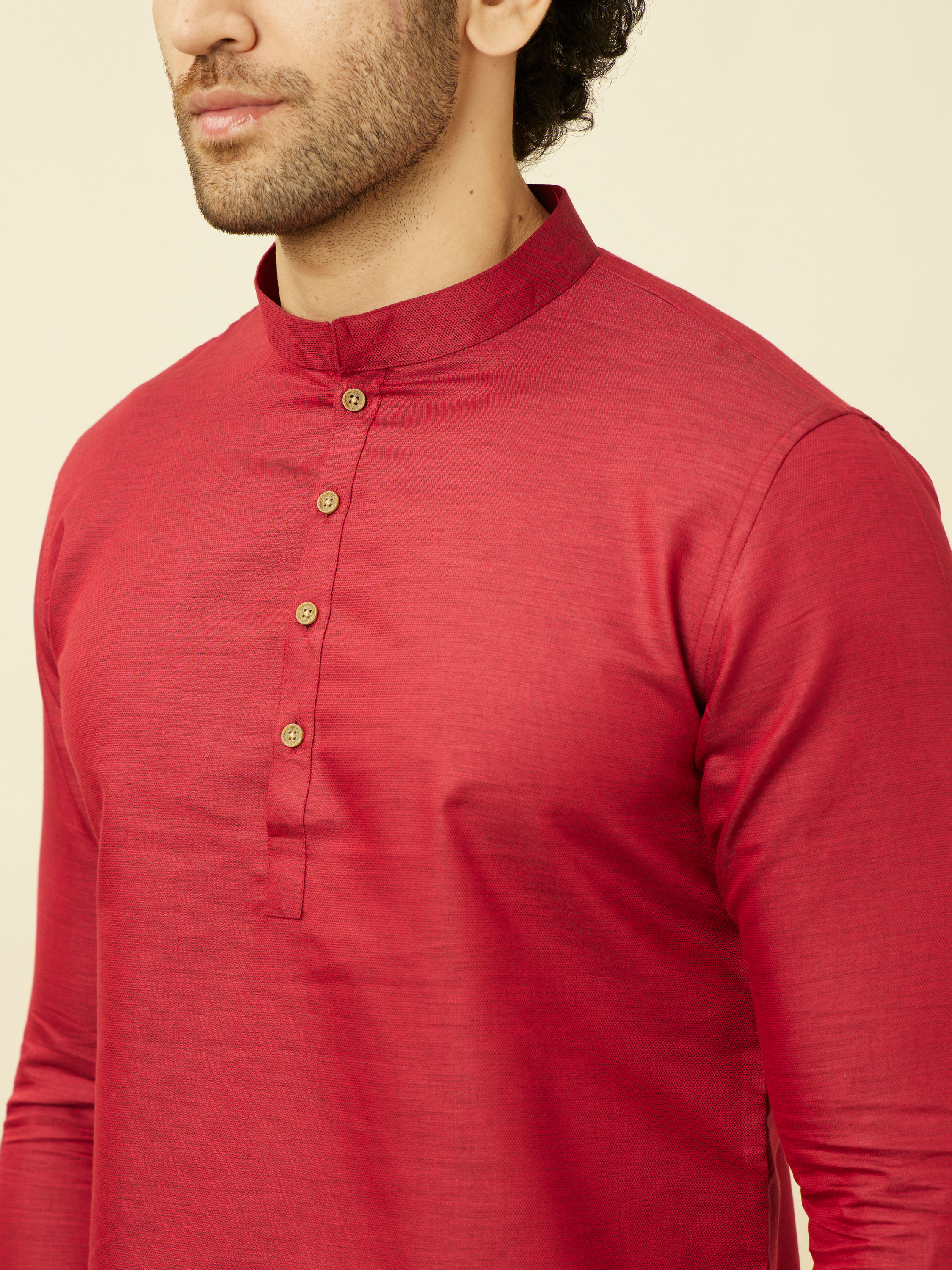 Manyavar Men Red Chilli Pepper Short Kurta