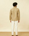 Manyavar Men Biscuit Beige Intricate Diamond Printed Short Kurta