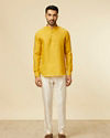 alt message - Manyavar Men Mustard Yellow Classic Short Kurta image number 2