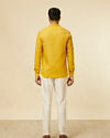 alt message - Manyavar Men Mustard Yellow Classic Short Kurta image number 3