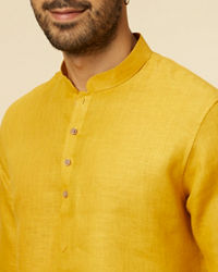 Manyavar Men Mustard Yellow Classic Short Kurta