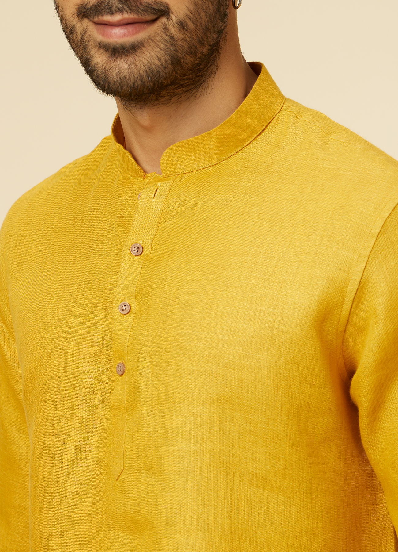 Manyavar Men Mustard Yellow Classic Short Kurta