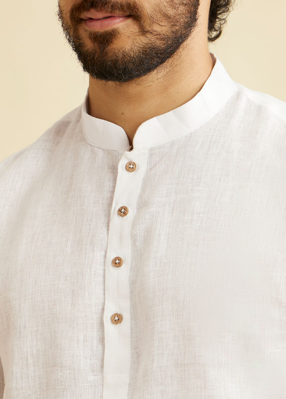 Manyavar Men Warm White Classic Short Kurta