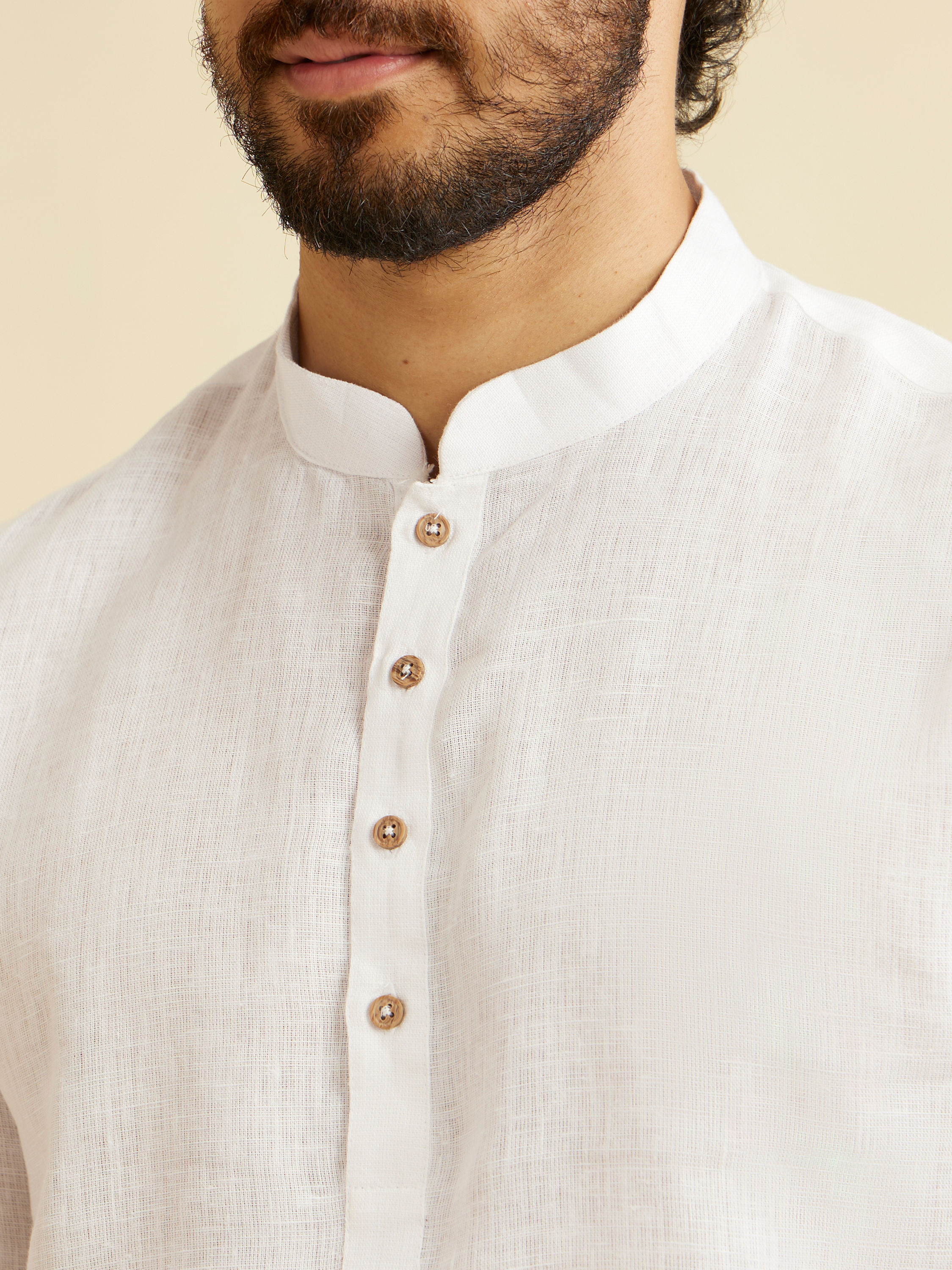 Manyavar Men Warm White Classic Short Kurta