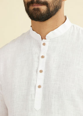 Manyavar Men Warm White Classic Short Kurta