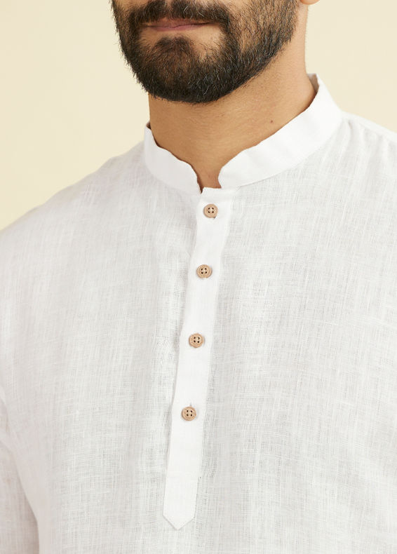 Manyavar Men Warm White Classic Short Kurta