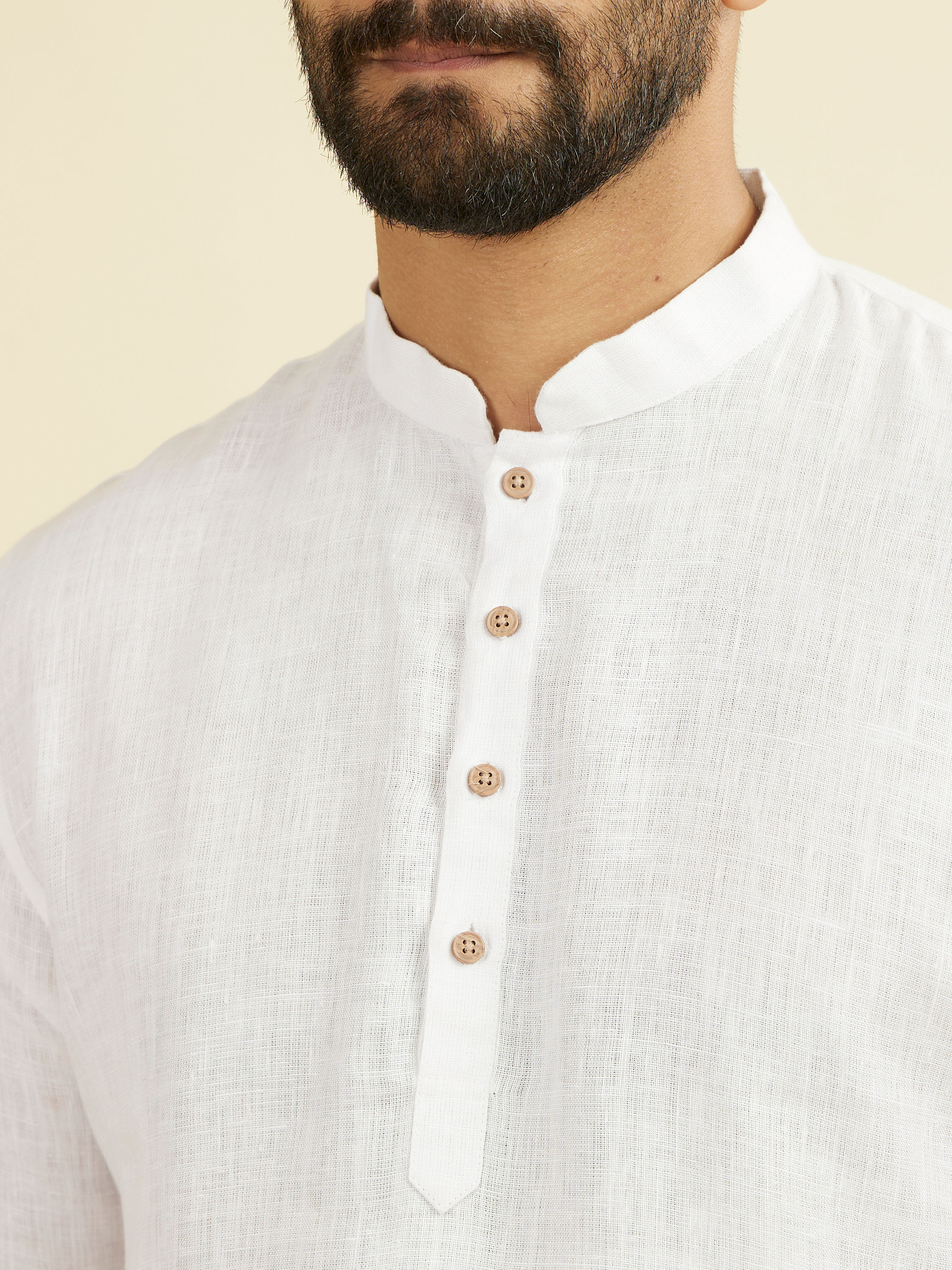 Manyavar Men Warm White Classic Short Kurta
