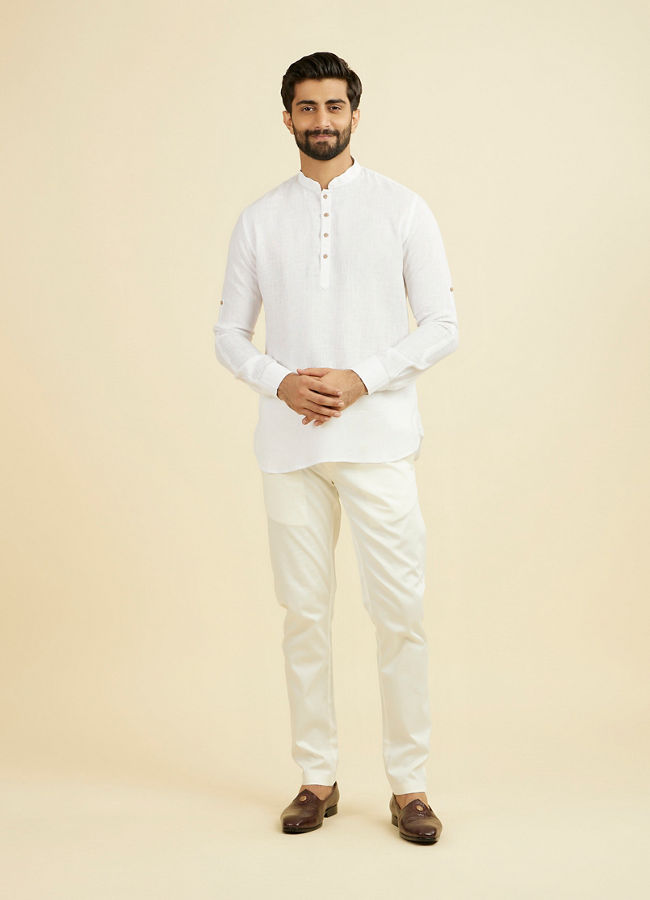 Manyavar Men Warm White Classic Short Kurta