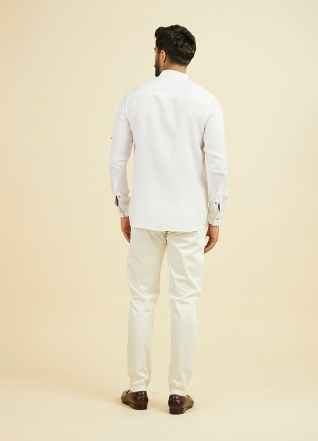 Manyavar Men Warm White Classic Short Kurta