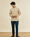 Manyavar Men Champagne Beige Classic Short Kurta