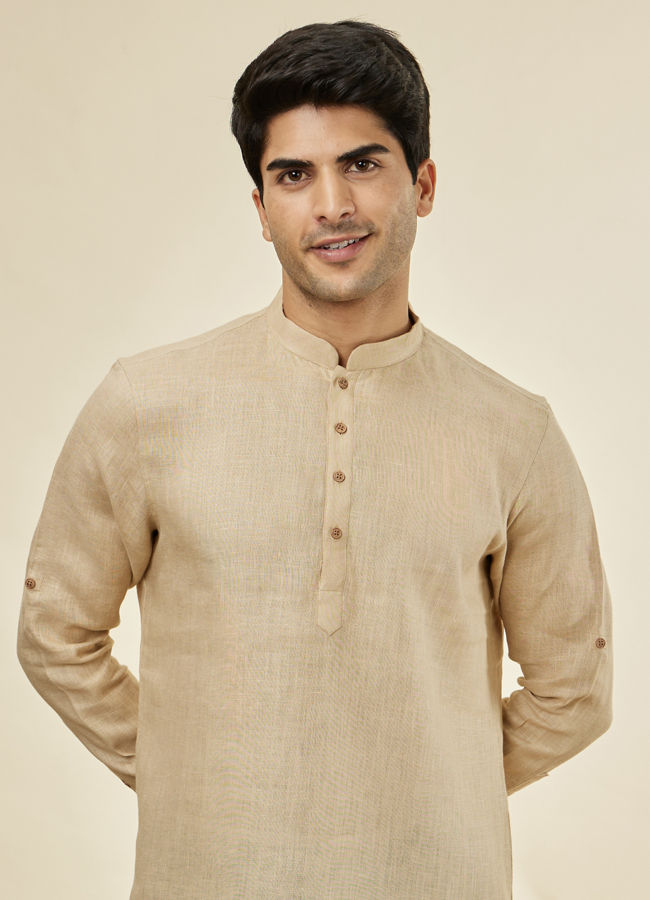 Champagne Beige Classic Short Kurta image number 0