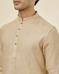 Manyavar Men Champagne Beige Classic Short Kurta