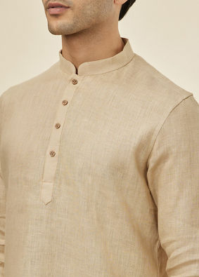 Manyavar Men Champagne Beige Classic Short Kurta