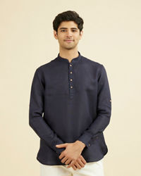 Manyavar Men Violet Blue Short Kurta