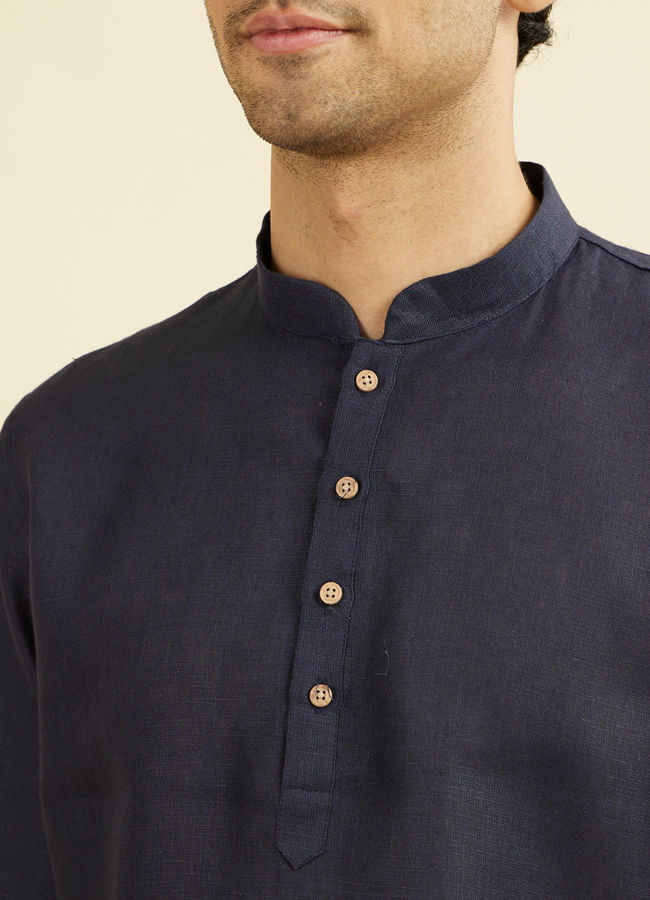 Manyavar Men Violet Blue Short Kurta