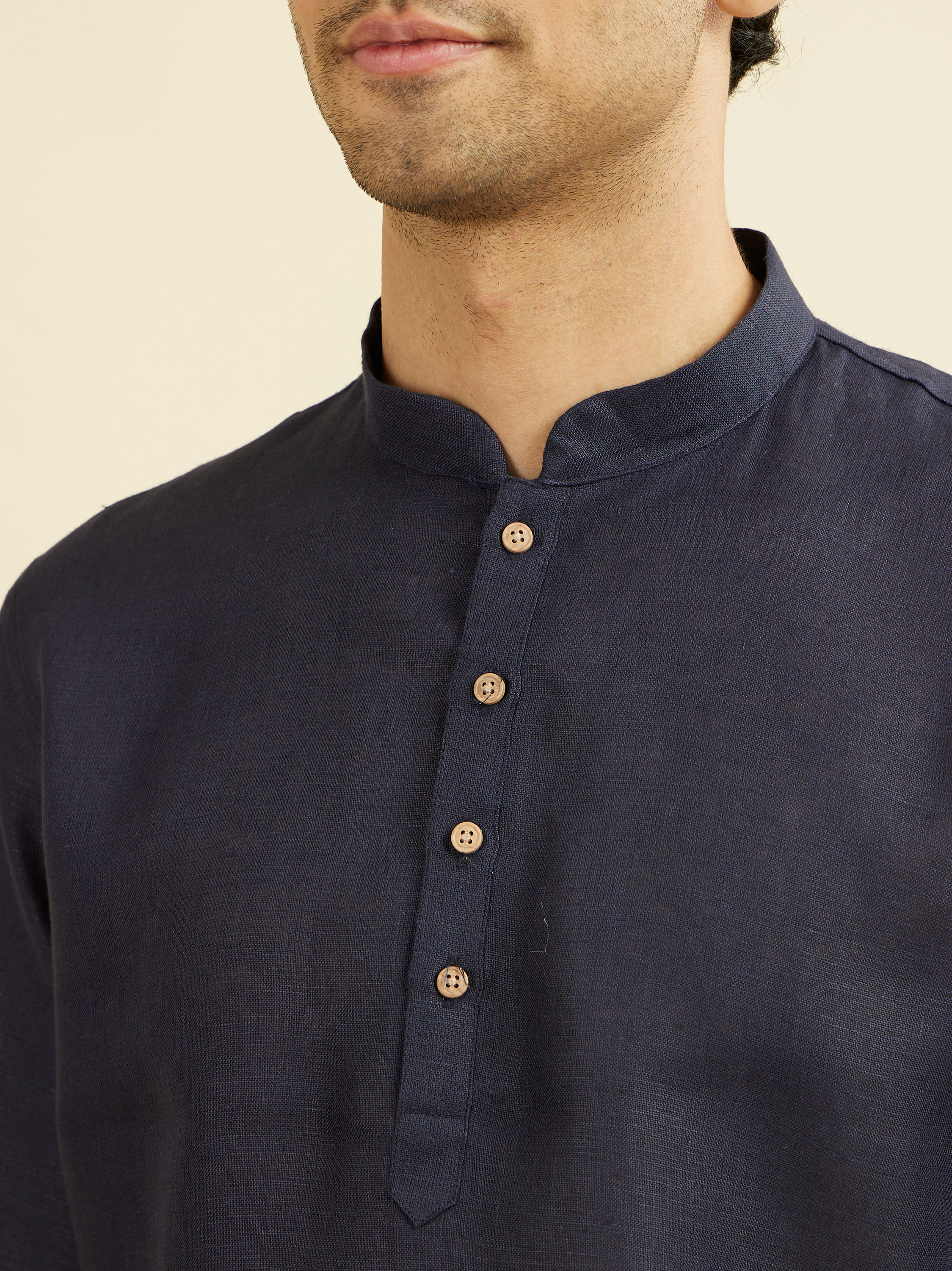 Manyavar Men Violet Blue Short Kurta