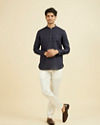 Manyavar Men Violet Blue Short Kurta