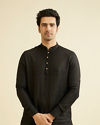 alt message - Manyavar Men Midnight Black Classic Short Kurta image number 0