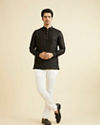 alt message - Manyavar Men Midnight Black Classic Short Kurta image number 2