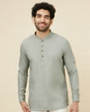 alt message - Manyavar Men Sage Green Classic Short Kurta image number 0