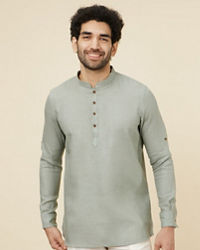 Manyavar Men Sage Green Classic Short Kurta