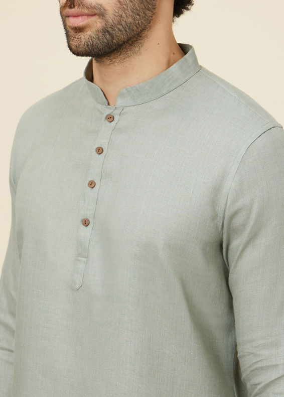 Manyavar Men Sage Green Classic Short Kurta