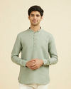 Manyavar Men Sage Green Classic Short Kurta