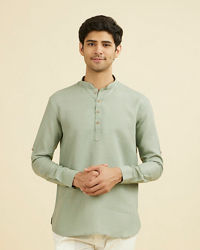 Manyavar Men Sage Green Classic Short Kurta
