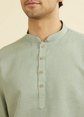 Manyavar Men Sage Green Classic Short Kurta