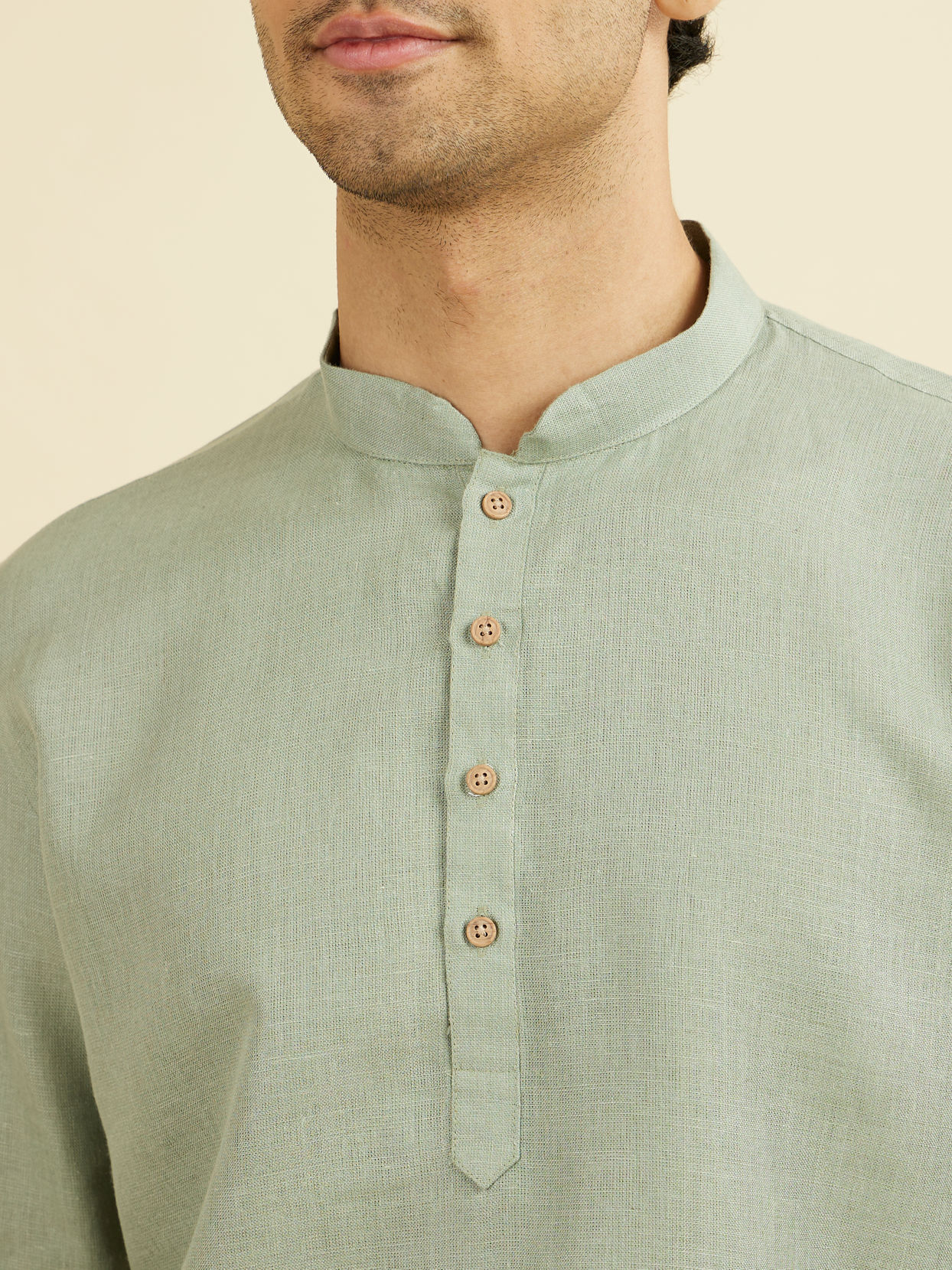 Manyavar Men Sage Green Classic Short Kurta