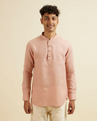 Manyavar Men Rose Pink Classic Short Kurta