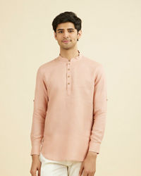 Manyavar Men Rose Pink Classic Short Kurta