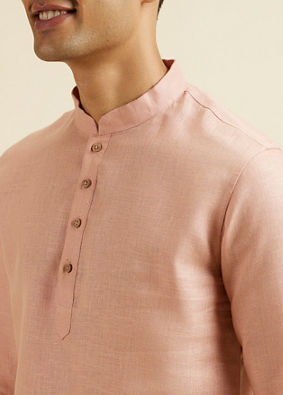 alt message - Manyavar Men Rose Pink Classic Short Kurta image number 1