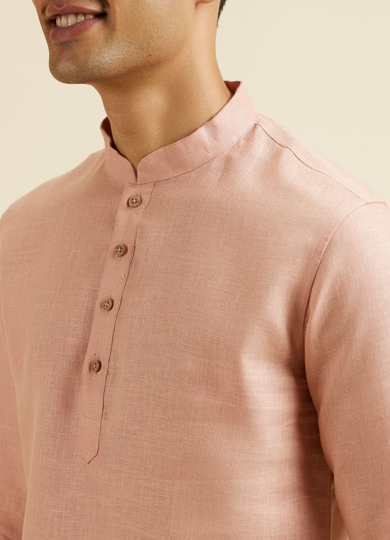 Manyavar Men Rose Pink Classic Short Kurta