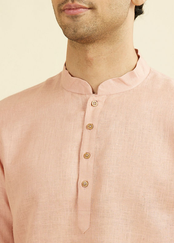 Manyavar Men Rose Pink Classic Short Kurta