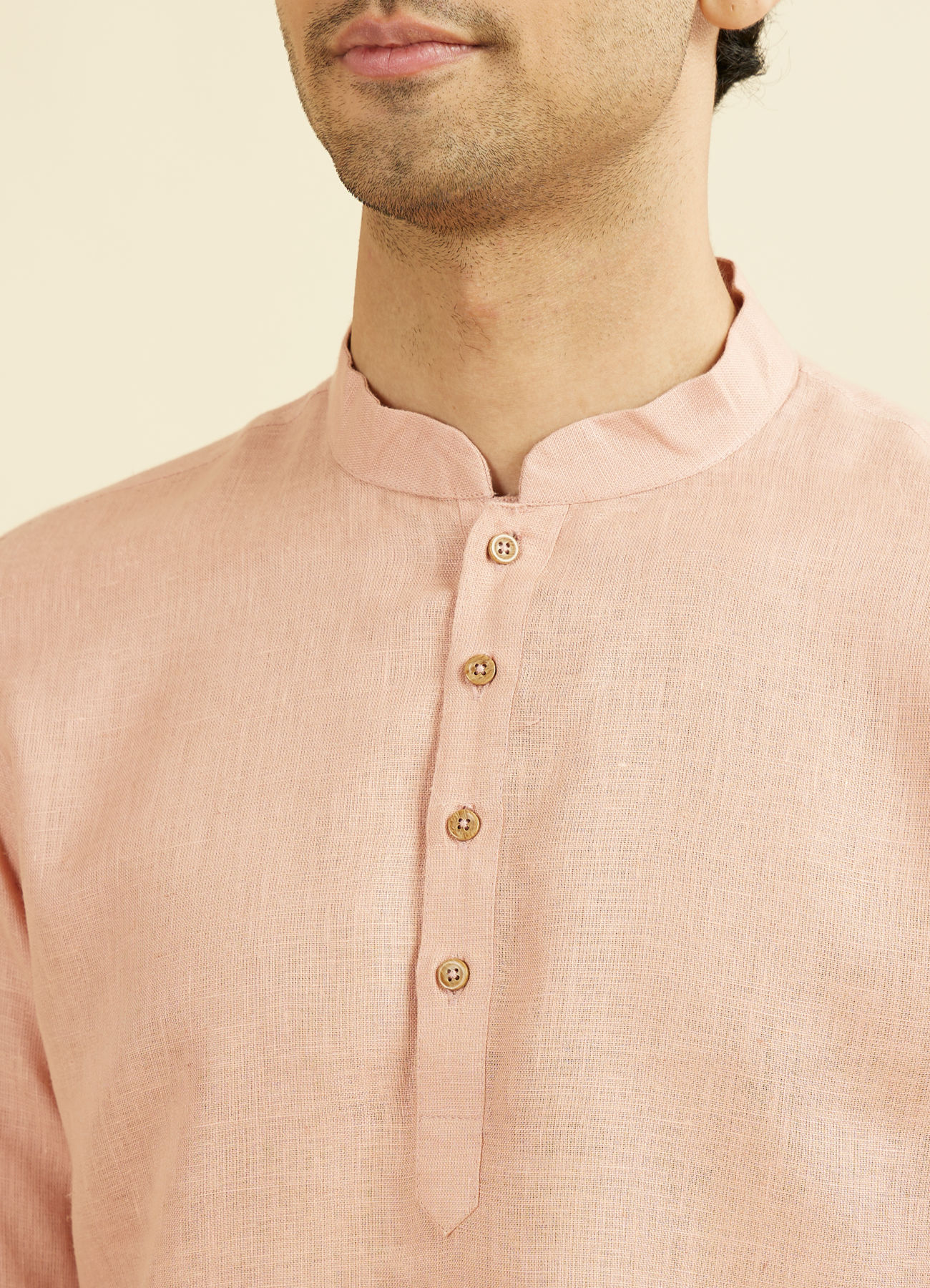 Manyavar Men Rose Pink Classic Short Kurta