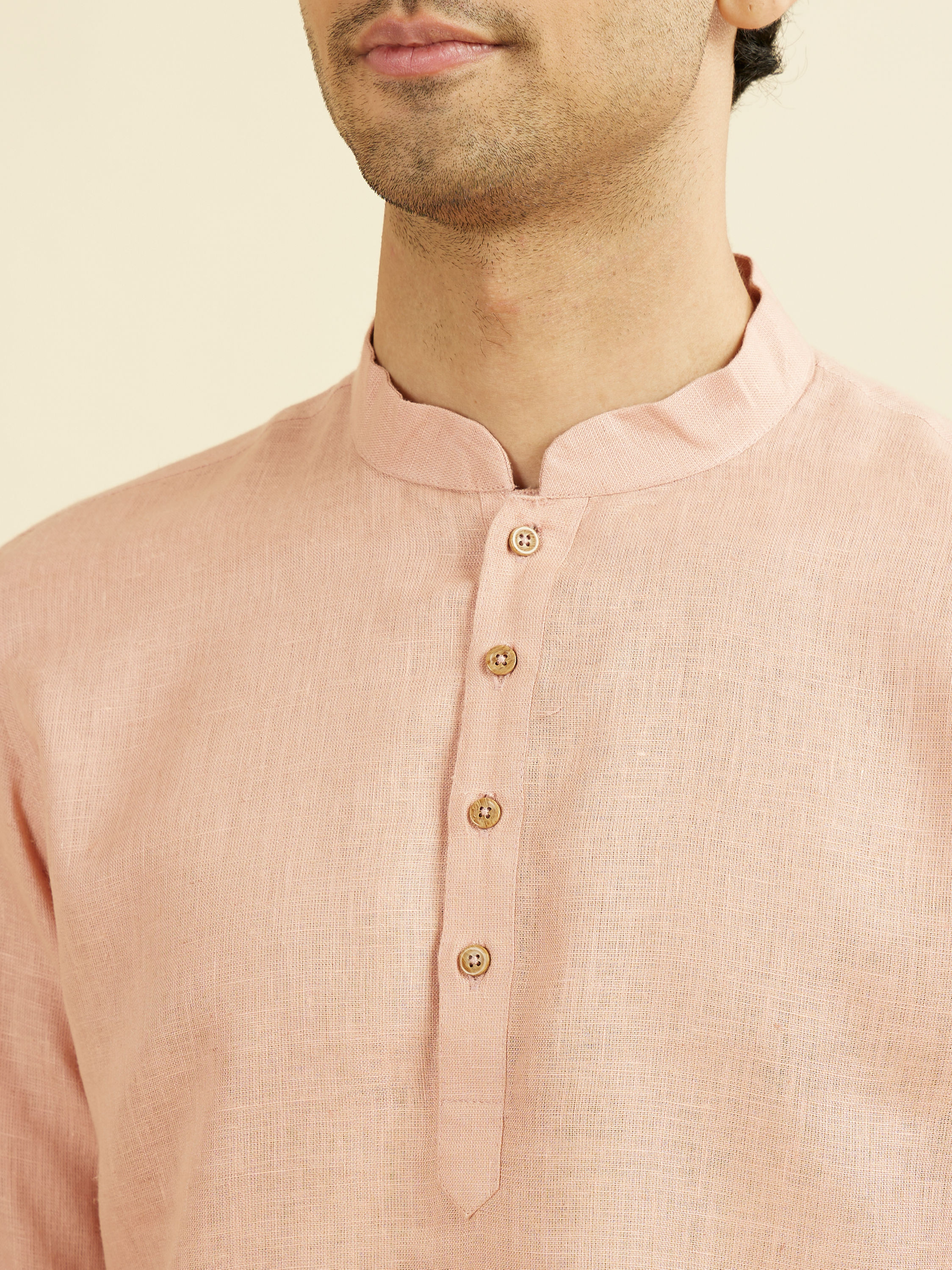 Manyavar Men Rose Pink Classic Short Kurta