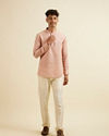 Manyavar Men Rose Pink Classic Short Kurta