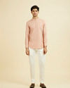 Manyavar Men Rose Pink Classic Short Kurta
