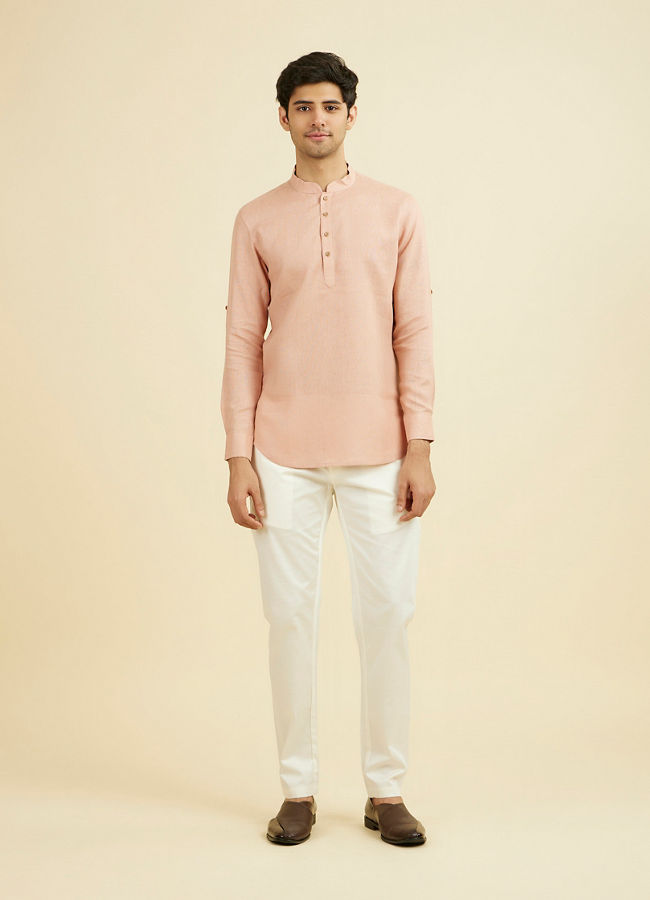 Manyavar Men Rose Pink Classic Short Kurta