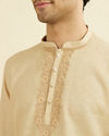 Manyavar Men Fawn Linen Festive Short Kurta