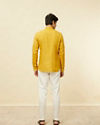 alt message - Manyavar Men Mustard Yellow Embroidered Neckline Short Kurta image number 4