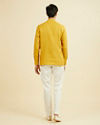 Manyavar Men Mustard Yellow Embroidered Neckline Short Kurta