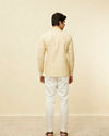 alt message - Manyavar Men Sand Beige Square Grid Patterned Short Kurta image number 3