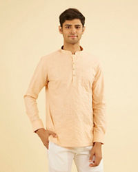 Manyavar Men Gleaming Peach Kurta