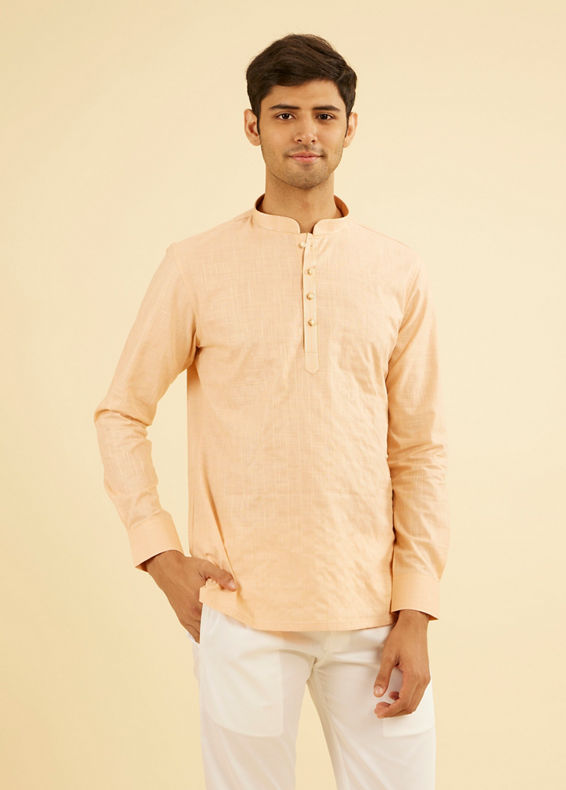Manyavar Men Gleaming Peach Kurta