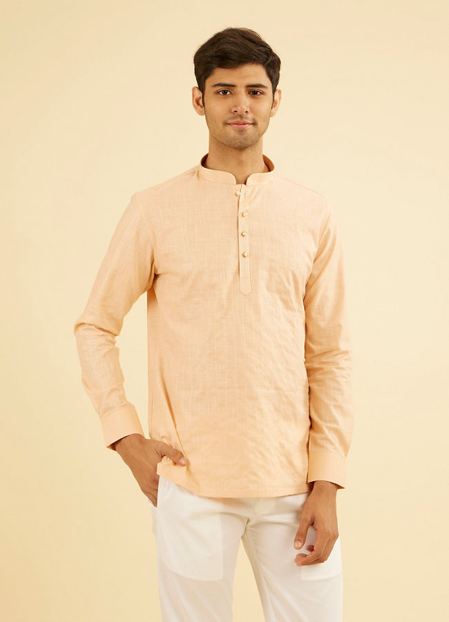 Manyavar Men Gleaming Peach Kurta